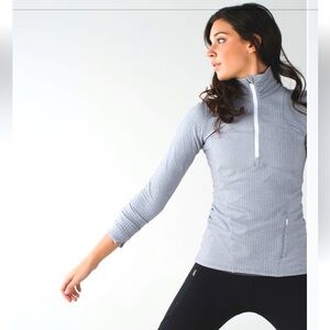 LULULEMON KANTO CATCH ME 1/2 Zip Jacket Heathered Herringbone